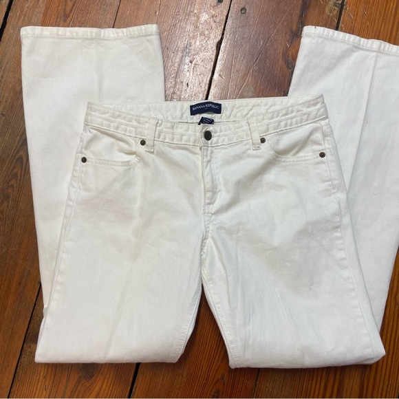 Banana Republic Women's White Stretch Flare Jeans Size 10 Casual Denim Spring - Picture 6 of 6